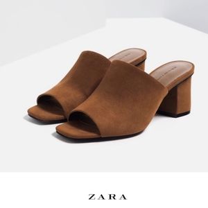 Zara Caramel Suede Mule I Sz 38 I Sz 7.5